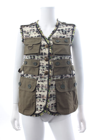 Louis Vuitton Sleeveless Pocketed Tweed Jacket