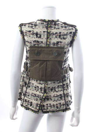 Louis Vuitton Sleeveless Pocketed Tweed Jacket