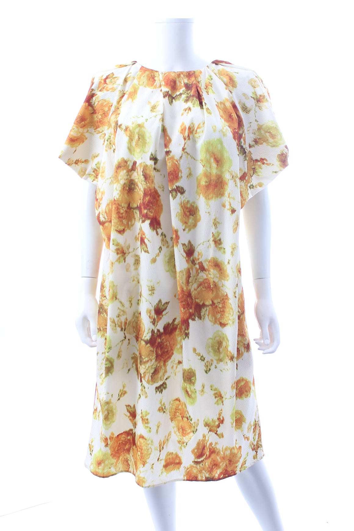 Dries Van Noten Draped Floral Printed Textured Crepe Dress