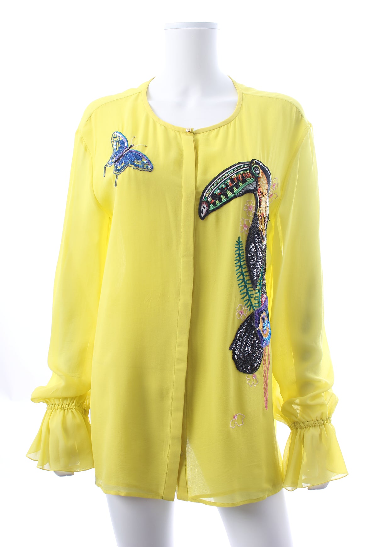 Roberto Cavalli Embellished Silk-Chiffon Blouse