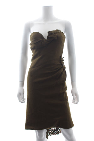 Ermanno Scervino Lace Appliqué Cashmere and Wool-Blend Strapless Dress