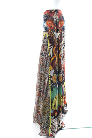 Roberto Cavalli Butterfly Printed Silk Maxi Skirt