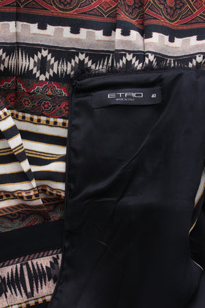 Etro Printed Pleated Wool and Crepe Mini Dress