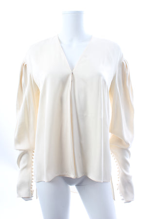 Magda Butrym Pearl Buttoned Sleeve Silk Blouse