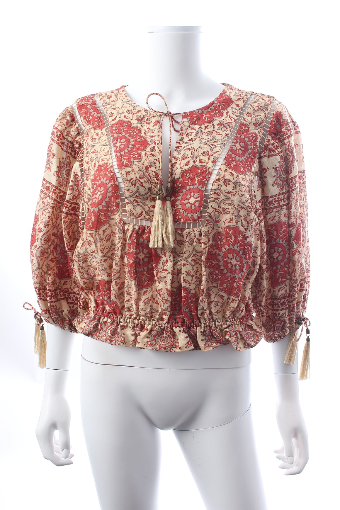 Zimmermann Tulsi Printed Linen Cropped Blouse