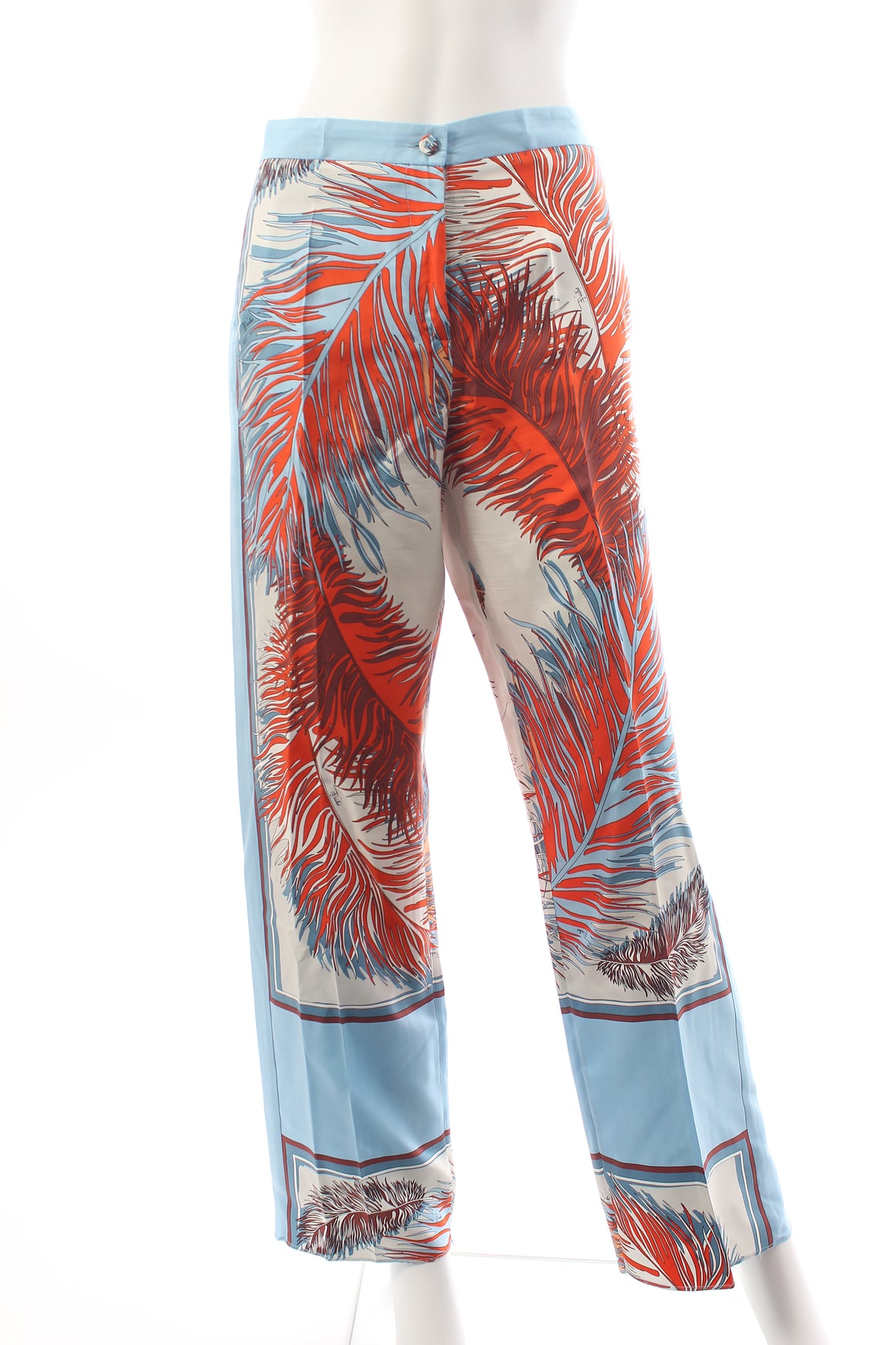 Emilio Pucci Silk Feather Print Trousers