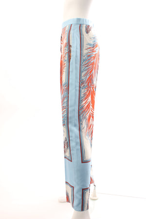 Emilio Pucci Silk Feather Print Trousers