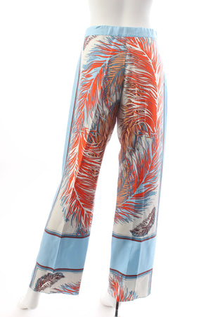 Emilio Pucci Silk Feather Print Trousers