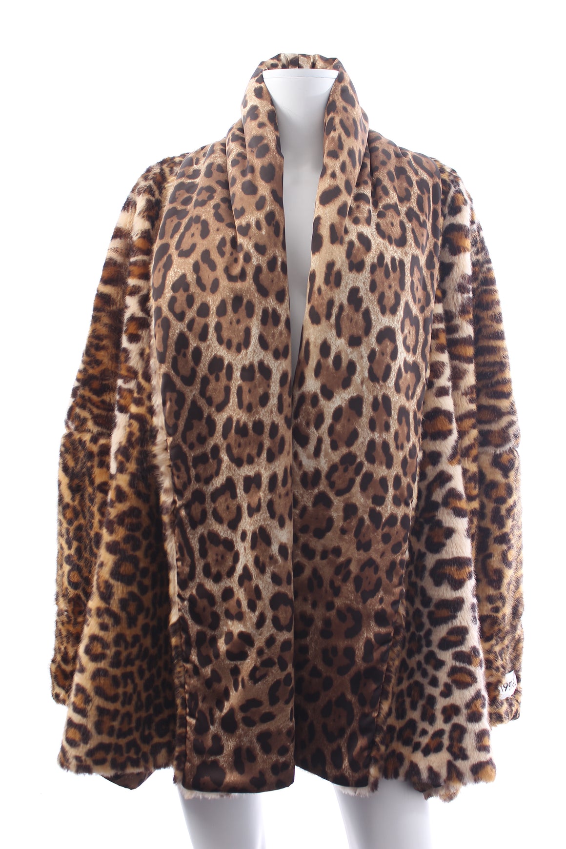 Dolce & Gabbana x Kim Oversized Leopard Printed Faux Fur Coat