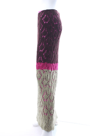 Missoni Wool Colour-Block Crochet Knit Maxi Skirt