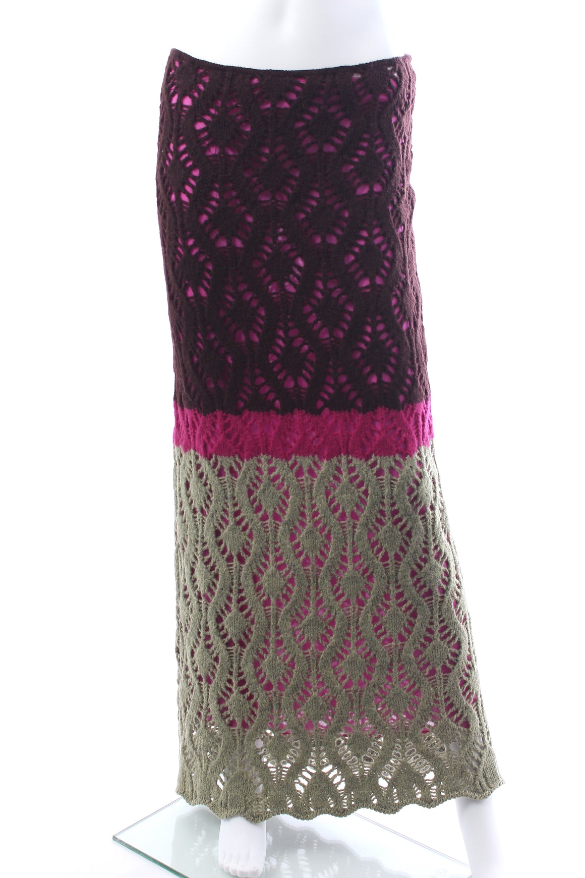 Missoni Wool Colour-Block Crochet Knit Maxi Skirt