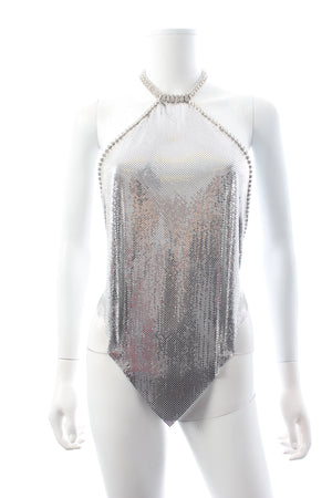 Paco Rabanne Crystal-Embellished Chainmail Halterneck Top