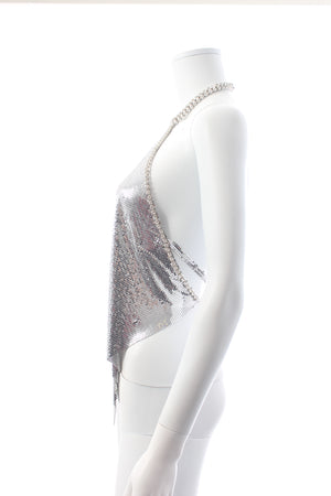 Paco Rabanne Crystal-Embellished Chainmail Halterneck Top