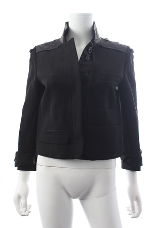 Chloe Contrast-Collar Twill Jacket