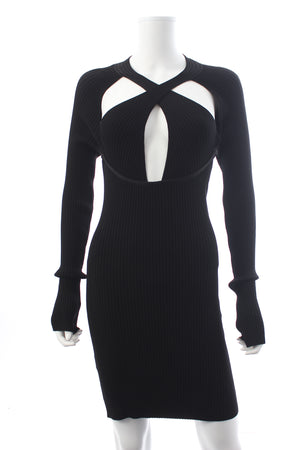 David Koma Cutout Ribbed Knit Mini Dress