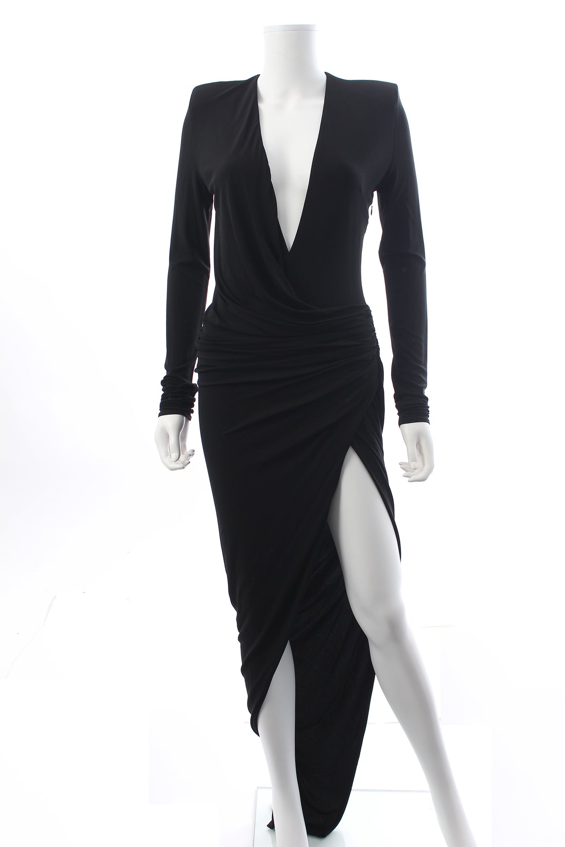 Alexandre Vauthier Draped Stretch-Jersey Plunge Neck Maxi Dress