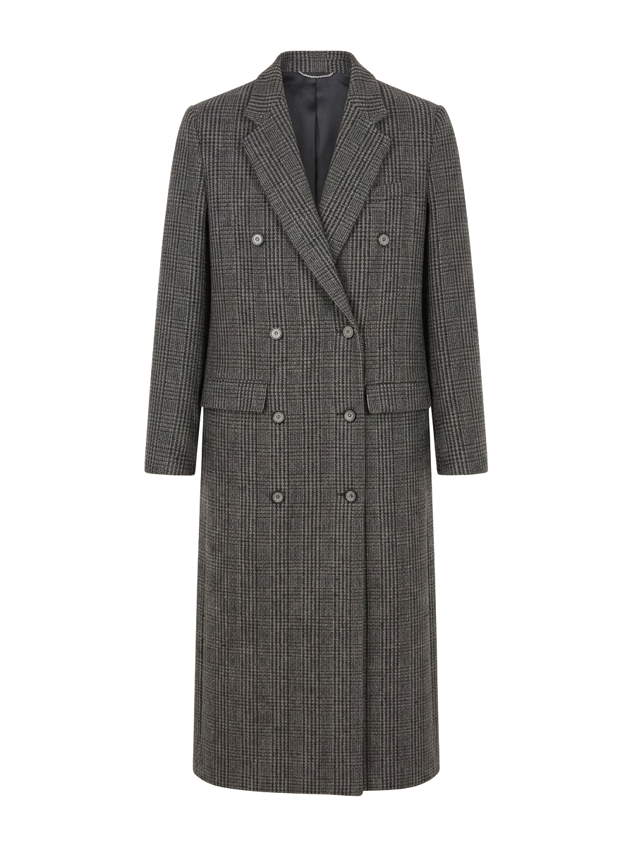 Magda Butrym Double Breasted Long Checked Wool Coat
