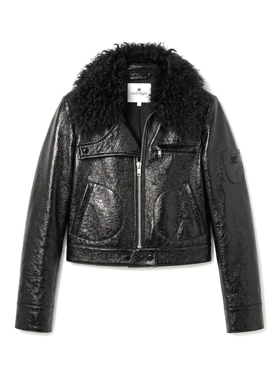 Courrèges Faux Fur-Trimmed Vinyl Jacket
