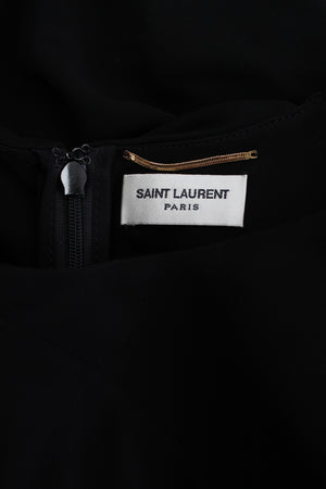 Saint Laurent Flower-Embroidered Cape-Effect Crepe Top - Runway Collection