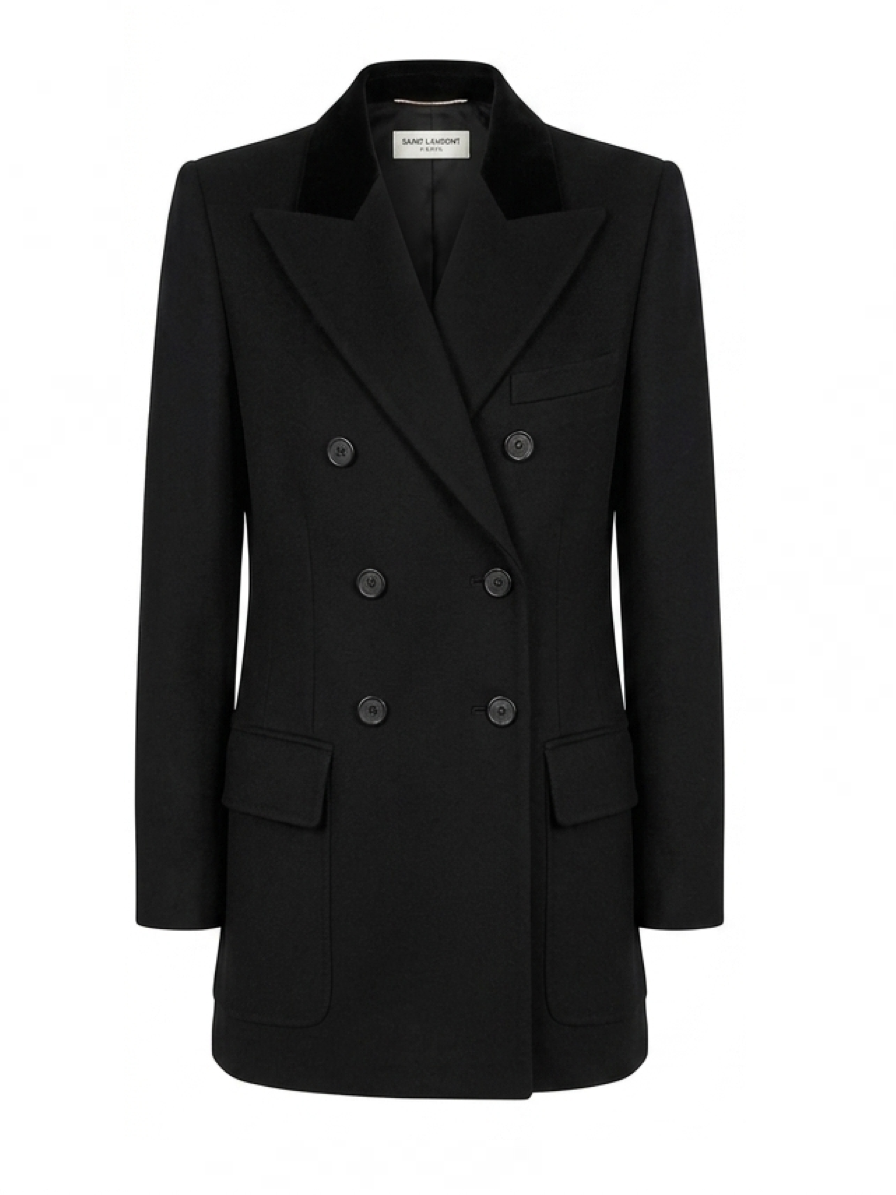 Saint Laurent Velvet Lapel Wool and Cashmere-Blend Blazer