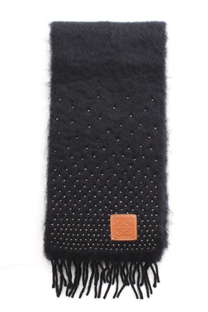 Loewe Crystal-Embellished Anagram Patch Wool and Mohair-Blend Scarf