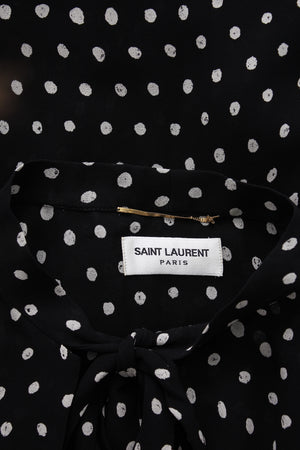 Saint Laurent Polka Dot Pussy Bow Mini Dress