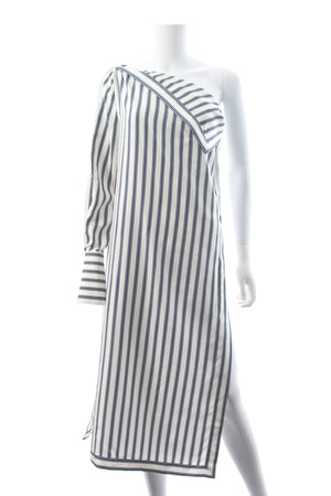 Monse Striped Silk One Shoulder Dress