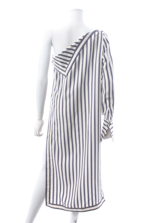 Monse Striped Silk One Shoulder Dress