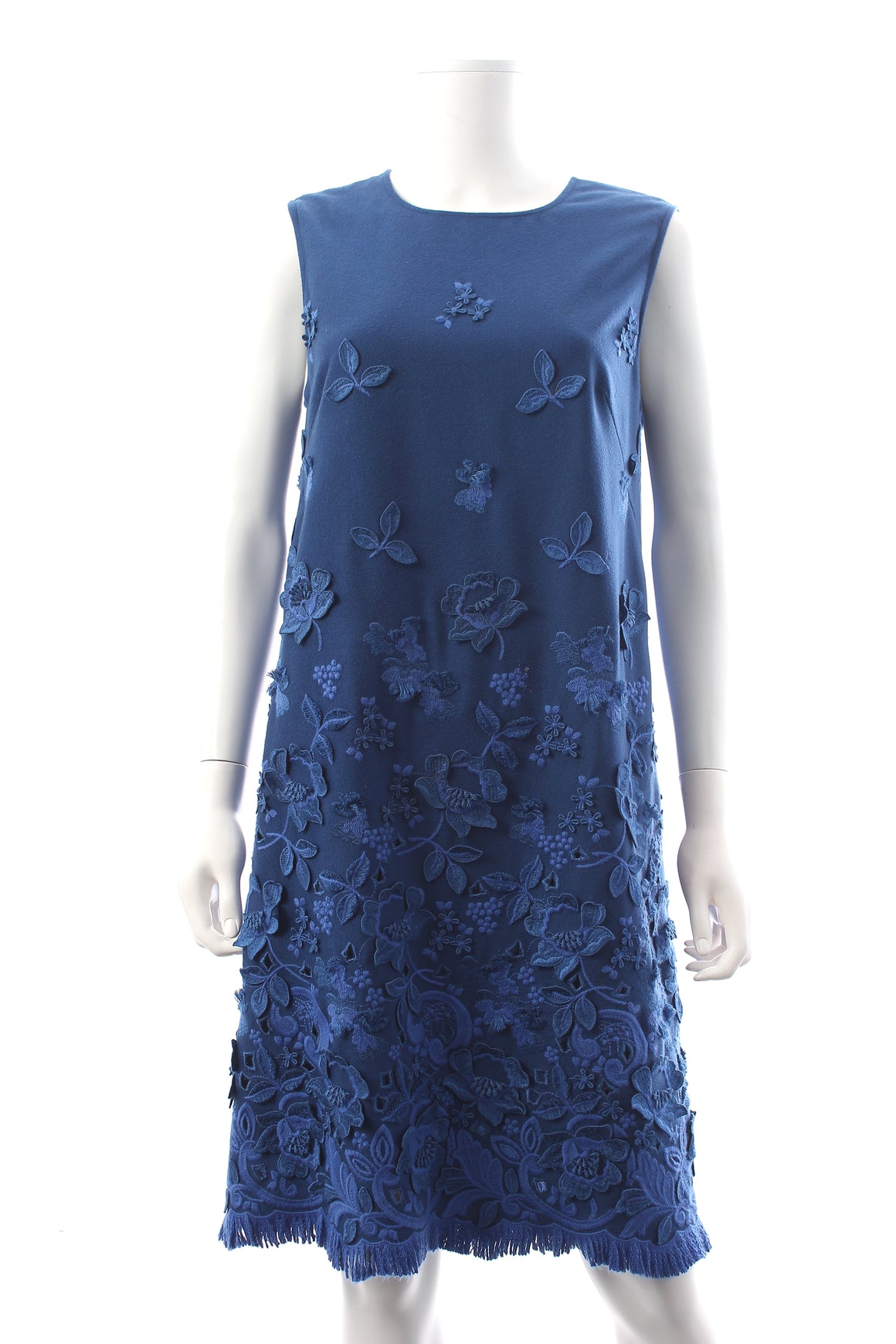 Ermanno Scervino Flower-Embroidered Wool Dress