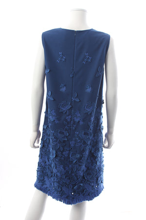 Ermanno Scervino Flower-Embroidered Wool Dress