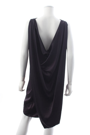 Lanvin Les 10 Ans Sleeveless Draped Back Satin Dress