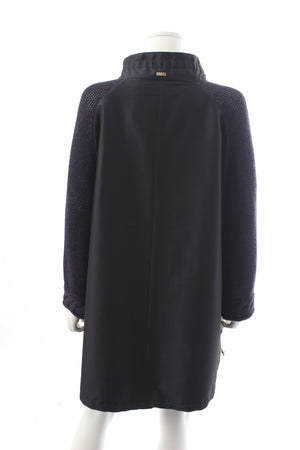 Herno Knitted-Sleeve Zippered Coat