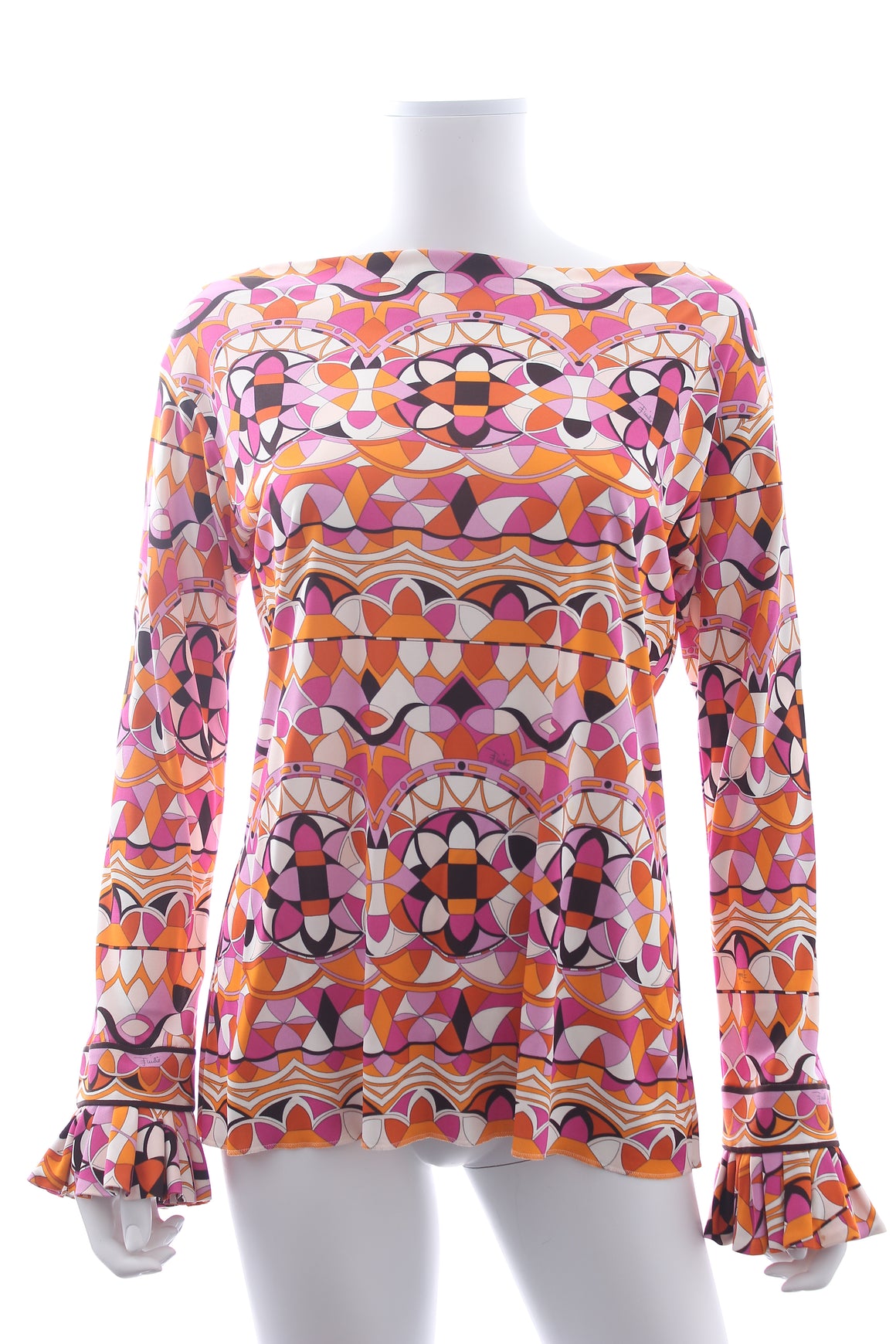 Emilio Pucci Pleated Cuff Printed Silk-Jersey Top