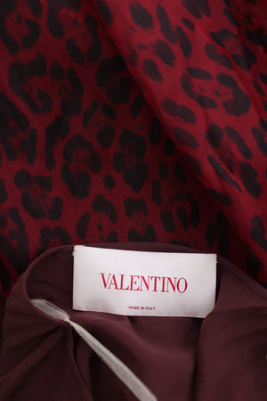 Valentino Leopard Printed Silk Organza Dress