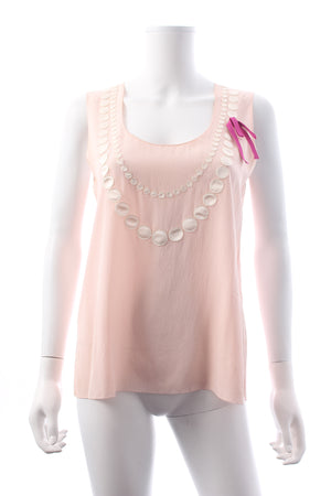 Chanel Ribbon-Trimmed Sleeveless Silk Top