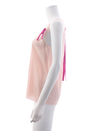 Chanel Ribbon-Trimmed Sleeveless Silk Top