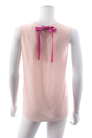 Chanel Ribbon-Trimmed Sleeveless Silk Top