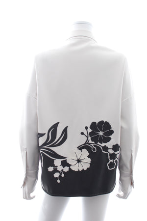 Ermanno Scervino Flower Embroidered Faux Leather Shirt