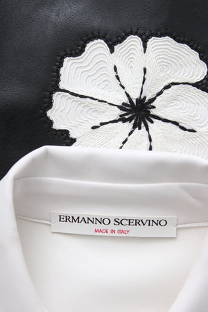 Ermanno Scervino Flower Embroidered Faux Leather Shirt