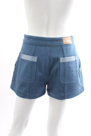 Chloe Two-Tone Denim Shorts