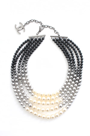 Chanel Pearl CC Multi Strand Ombré Necklace