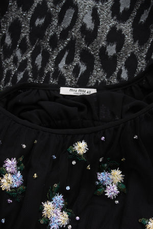 Miu Miu Embroidered Tulle and Leopard Print Jacquard Mini Dress