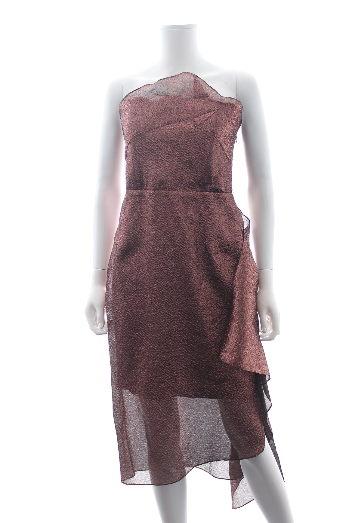 Roland Mouret Draped Metallic Textured-Organza Dress