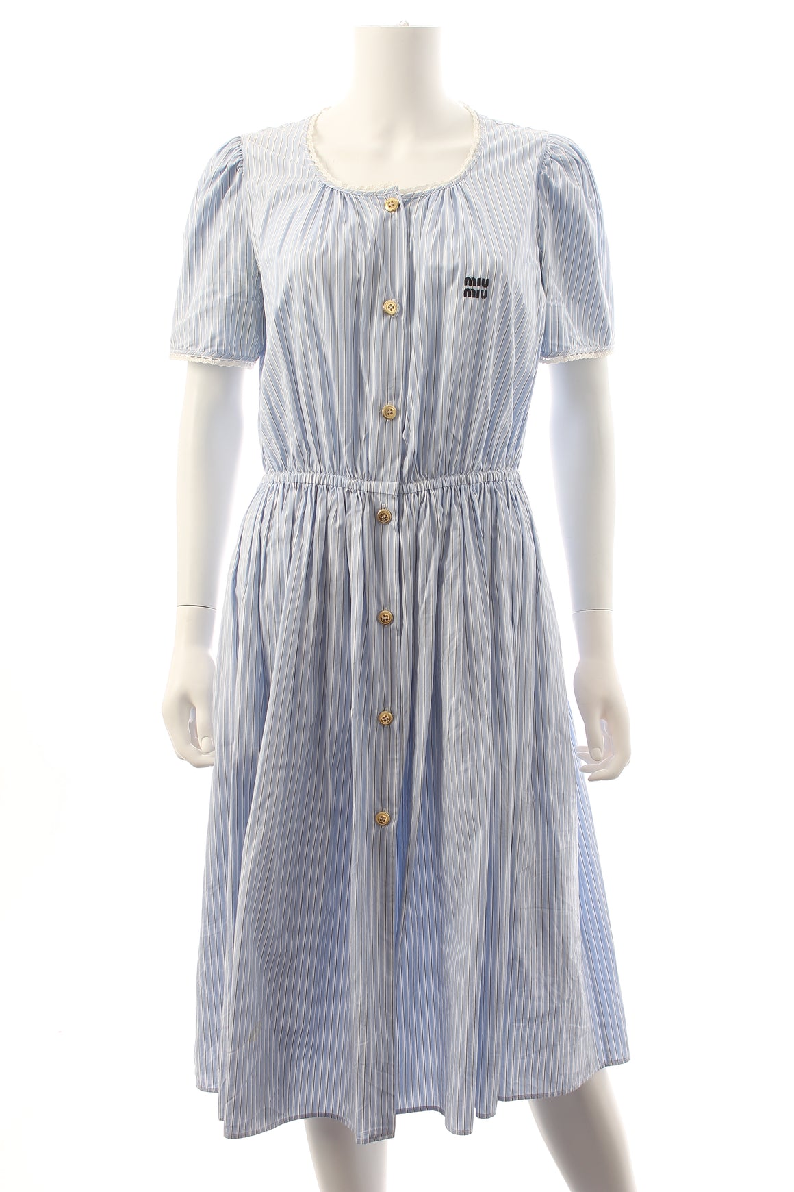 Miu Miu Chambray Striped Midi Dress