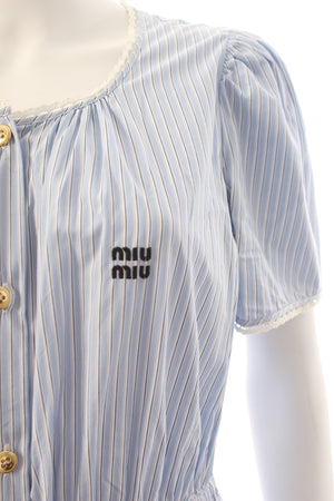 Miu Miu Chambray Striped Midi Dress