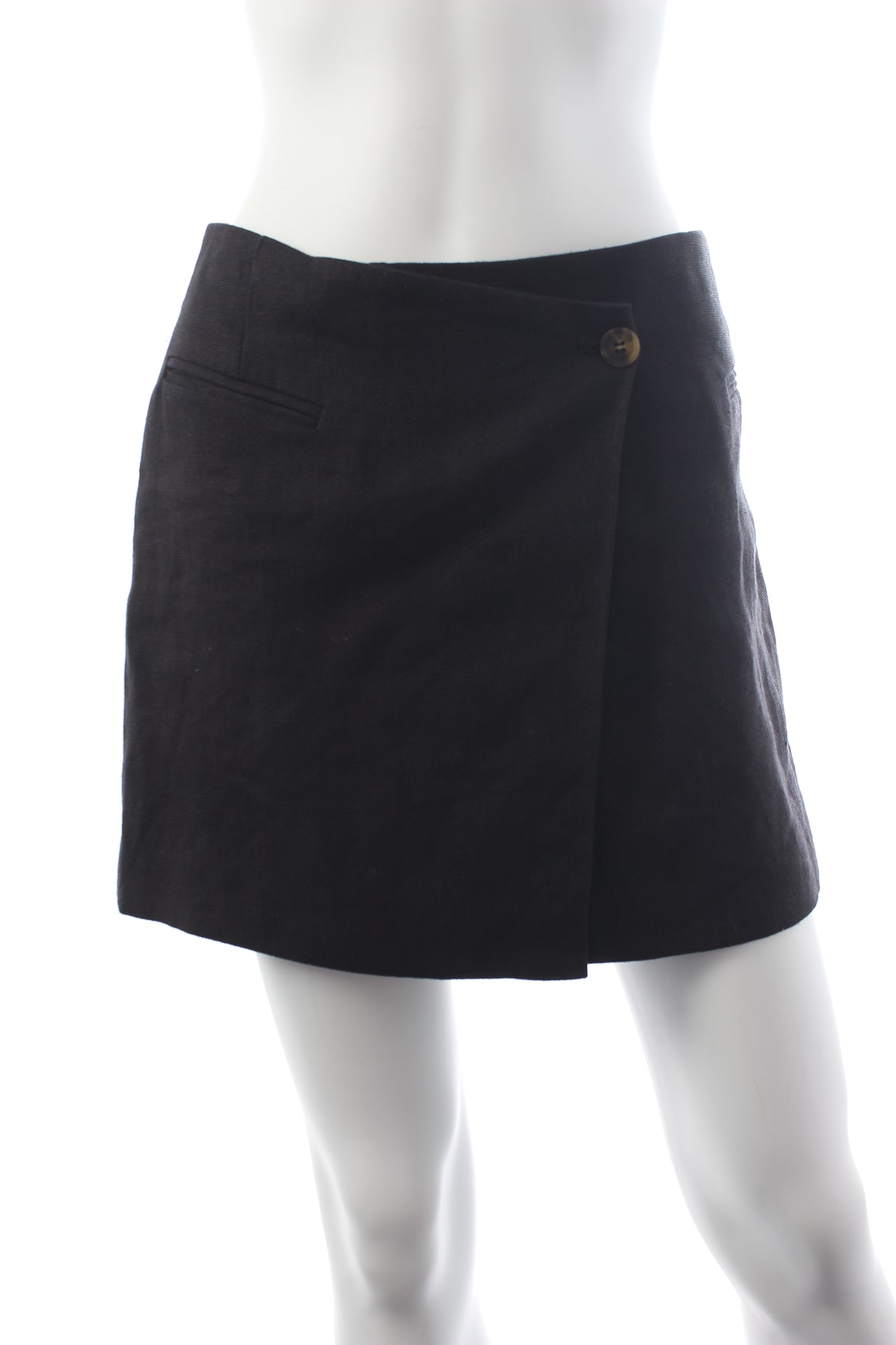 Anine Bing Natalia Linen Wrap Front Mini Skirt