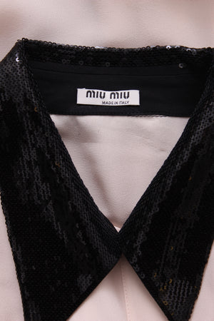 Miu Miu Sequin Embellished Silk Shirt