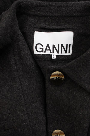 Ganni Belted Wool-Blend Jacket