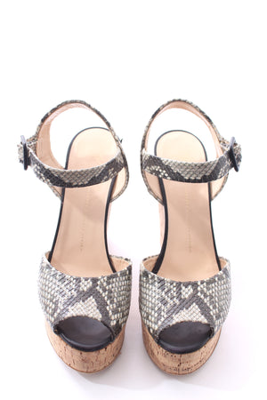 Giuseppe Zanotti 'Mayliin' Snakeskin-Embossed Leather Wedge Sandals