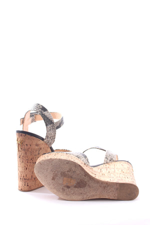 Giuseppe Zanotti 'Mayliin' Snakeskin-Embossed Leather Wedge Sandals